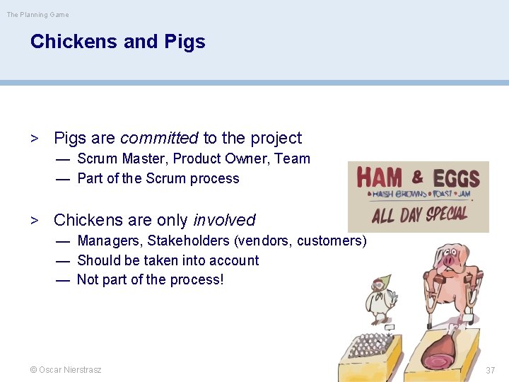 The Planning Game Chickens and Pigs > Pigs are committed to the project —