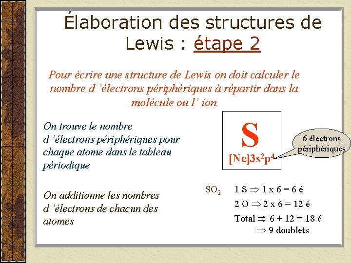 Élaboration des structures de Lewis : étape 2 Pour écrire une structure de Lewis