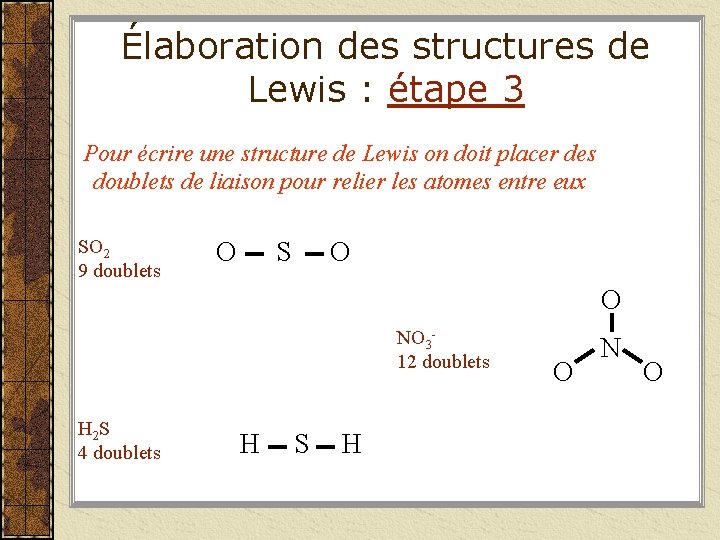 Élaboration des structures de Lewis : étape 3 Pour écrire une structure de Lewis