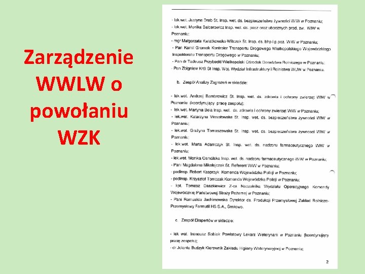 Zarządzenie WWLW o powołaniu WZK 