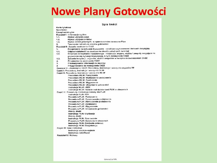 Nowe Plany Gotowości 