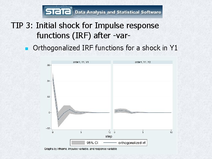 TIP 3: Initial shock for Impulse response functions (IRF) after -varn Orthogonalized IRF functions