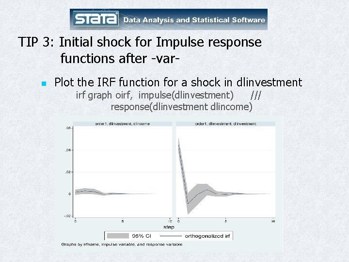 TIP 3: Initial shock for Impulse response functions after -varn Plot the IRF function