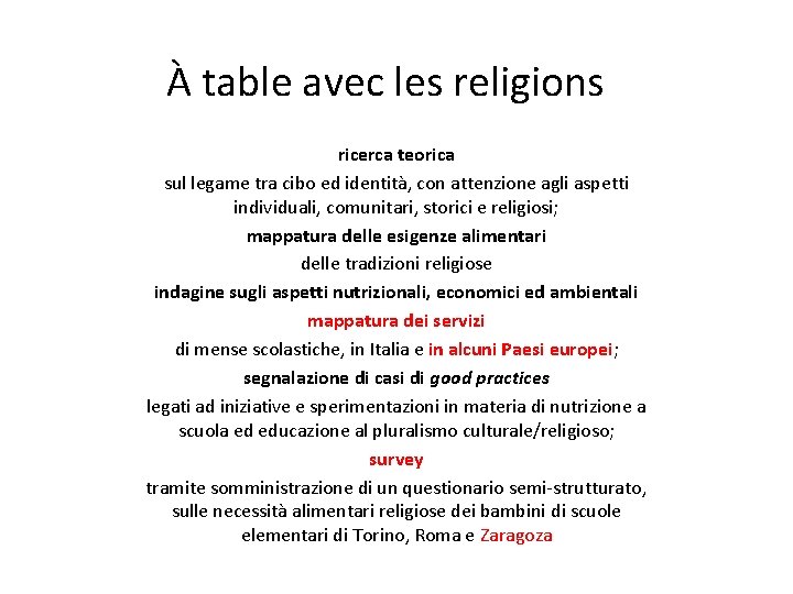 À table avec les religions ricerca teorica sul legame tra cibo ed identità, con