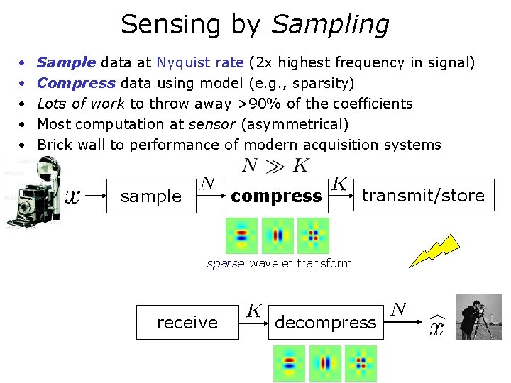 Sensing by Sampling • • • Sample data at Nyquist rate (2 x highest