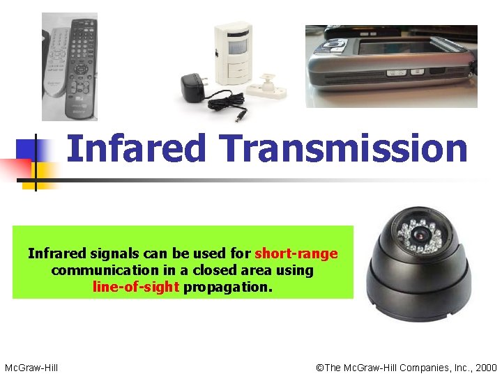 Infared Transmission Infrared signals can be used for short-range communication in a closed area Infared Transmission Infrared signals can be used for short-range communication in a closed area