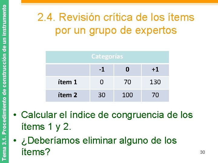 Tema 3. 1. Procedimiento de construcción de un instrumento 2. 4. Revisión crítica de