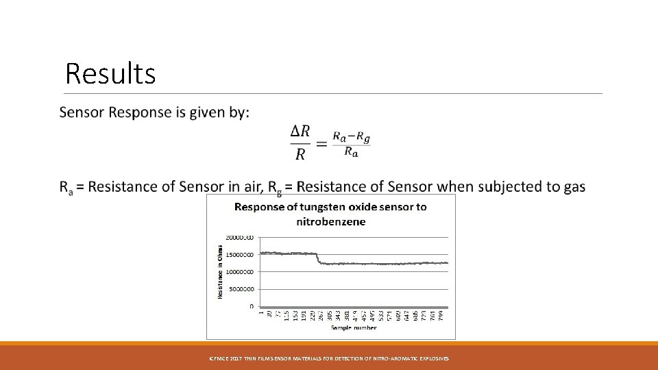 Results ICFMCE 2017 THIN FILM SENSOR MATERIALS FOR DETECTION OF NITRO-AROMATIC EXPLOSIVES Results ICFMCE 2017 THIN FILM SENSOR MATERIALS FOR DETECTION OF NITRO-AROMATIC EXPLOSIVES