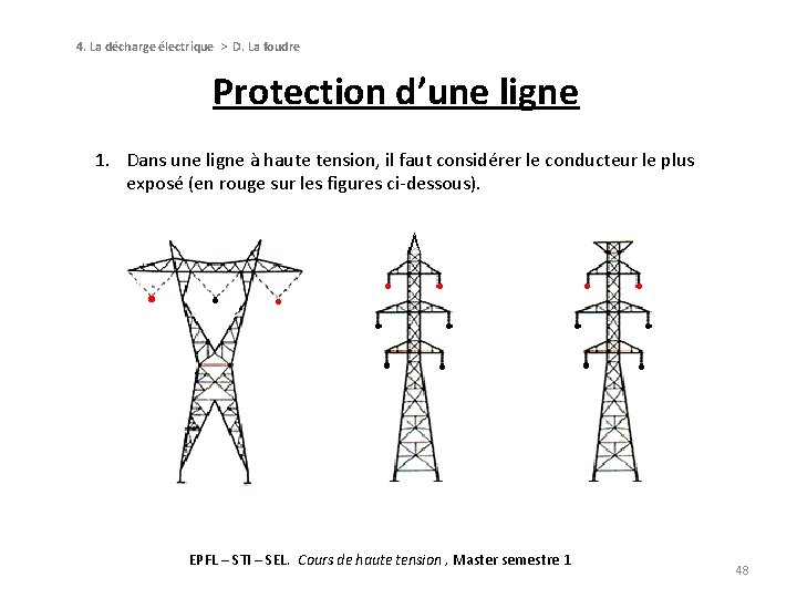 4. La décharge électrique > D. La foudre Protection d’une ligne 1. Dans une 4. La décharge électrique > D. La foudre Protection d’une ligne 1. Dans une