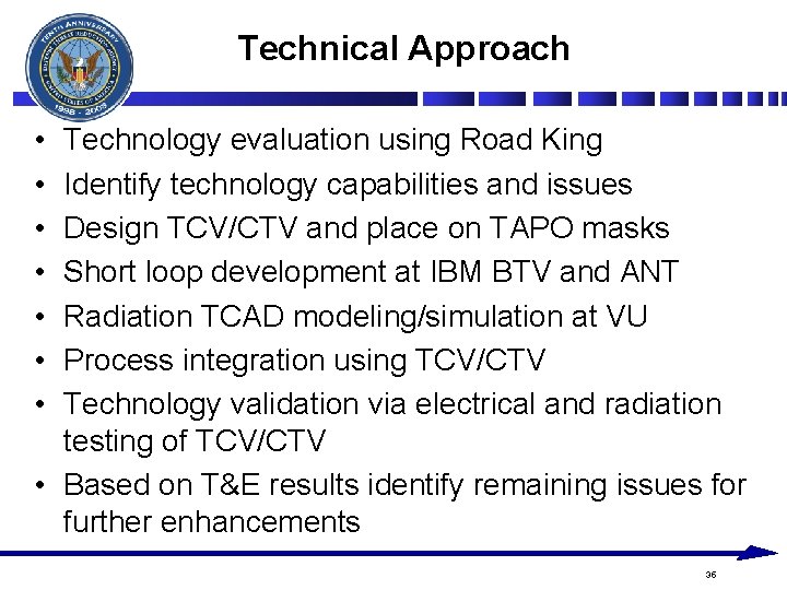 Technical Approach • • Technology evaluation using Road King Identify technology capabilities and issues Technical Approach • • Technology evaluation using Road King Identify technology capabilities and issues
