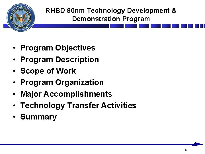 RHBD 90 nm Technology Development & Demonstration Program • • Program Objectives Program Description RHBD 90 nm Technology Development & Demonstration Program • • Program Objectives Program Description