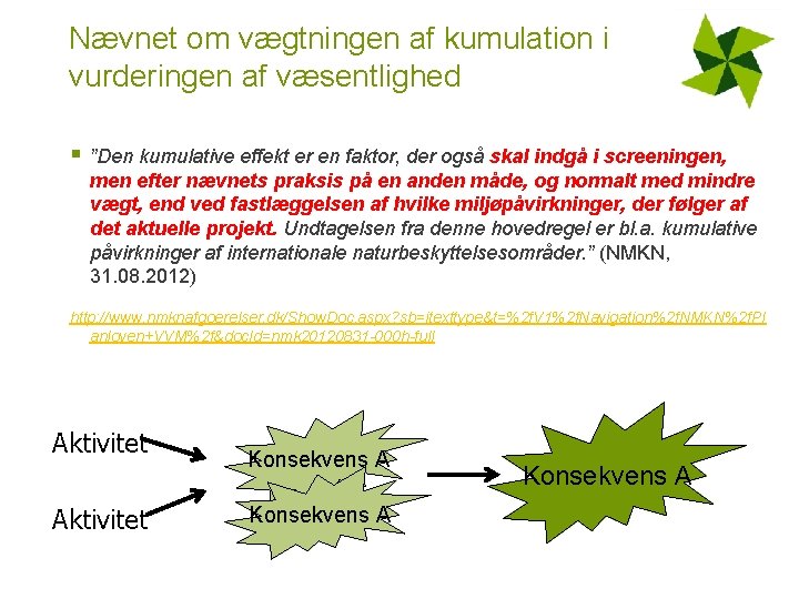 Nævnet om vægtningen af kumulation i vurderingen af væsentlighed § ”Den kumulative effekt er