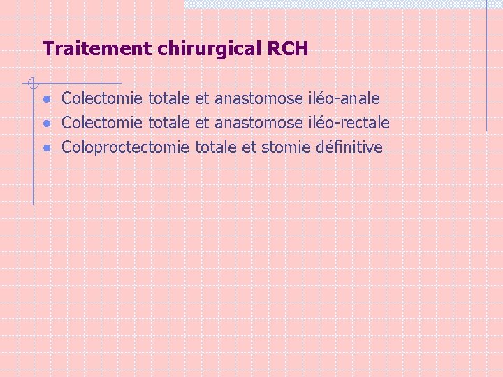 Traitement chirurgical RCH · Colectomie totale et anastomose iléo-anale · Colectomie totale et anastomose