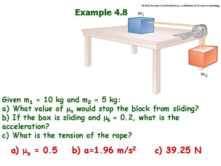 Example 4. 8 Given m 1 = 10 kg and m 2 = 5