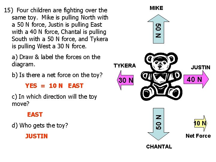 MIKE a) Draw & label the forces on the diagram. b) Is there a