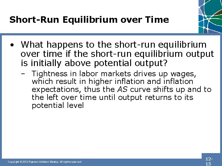 Short-Run Equilibrium over Time • What happens to the short-run equilibrium over time if