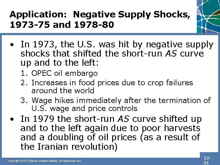 Application: Negative Supply Shocks, 1973 -75 and 1978 -80 • In 1973, the U.