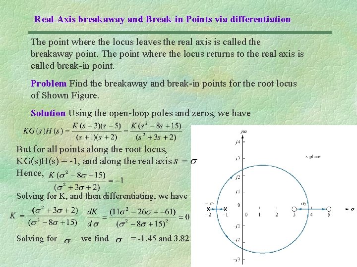 Real-Axis breakaway and Break-in Points via differentiation The point where the locus leaves the