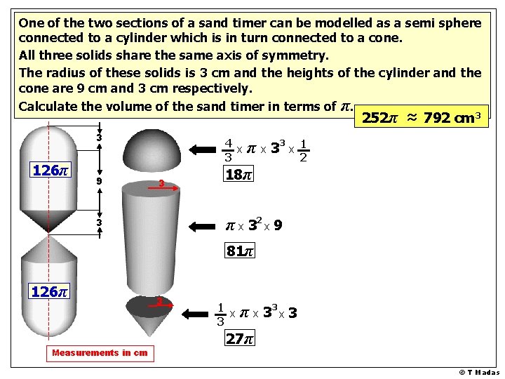 One of the two sections of a sand timer can be modelled as a