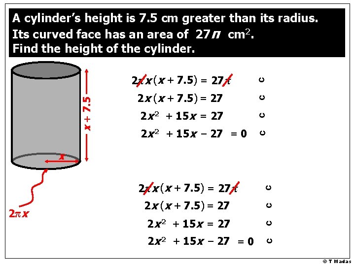 2πx (x + 7. 5) = 27π c 2 x (x + 7. 5)