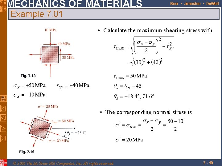 Fourth Edition MECHANICS OF MATERIALS Beer • Johnston • De. Wolf Example 7. 01