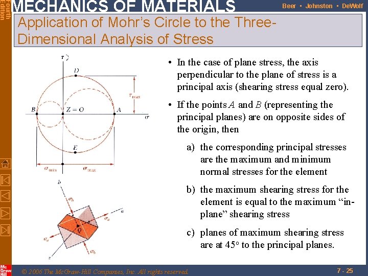 Fourth Edition MECHANICS OF MATERIALS Beer • Johnston • De. Wolf Application of Mohr’s