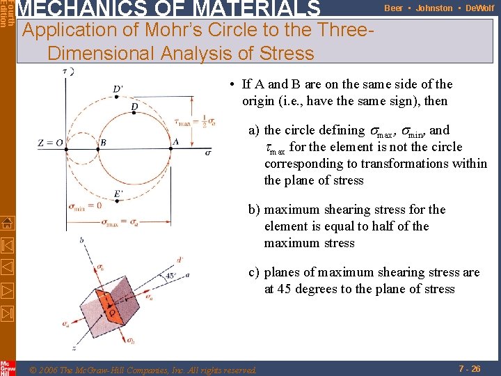 Fourth Edition MECHANICS OF MATERIALS Beer • Johnston • De. Wolf Application of Mohr’s