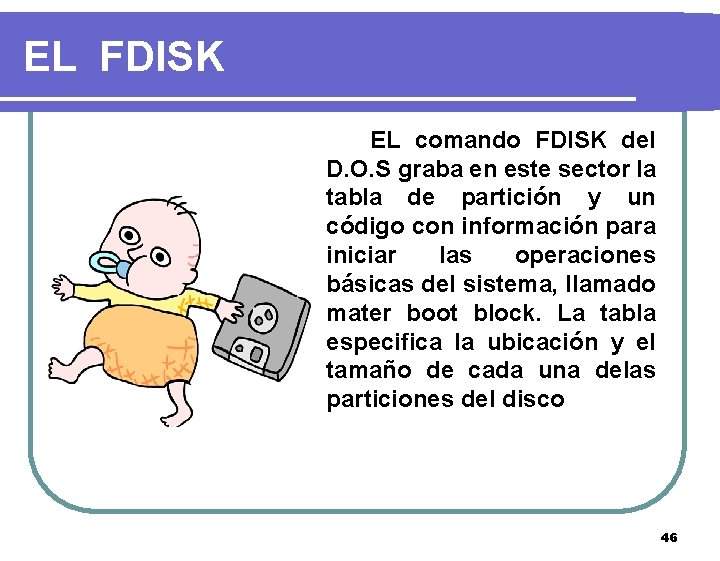EL FDISK EL comando FDISK del D. O. S graba en este sector la