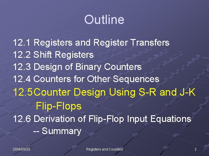 Outline 12. 1 Registers and Register Transfers 12. 2 Shift Registers 12. 3 Design