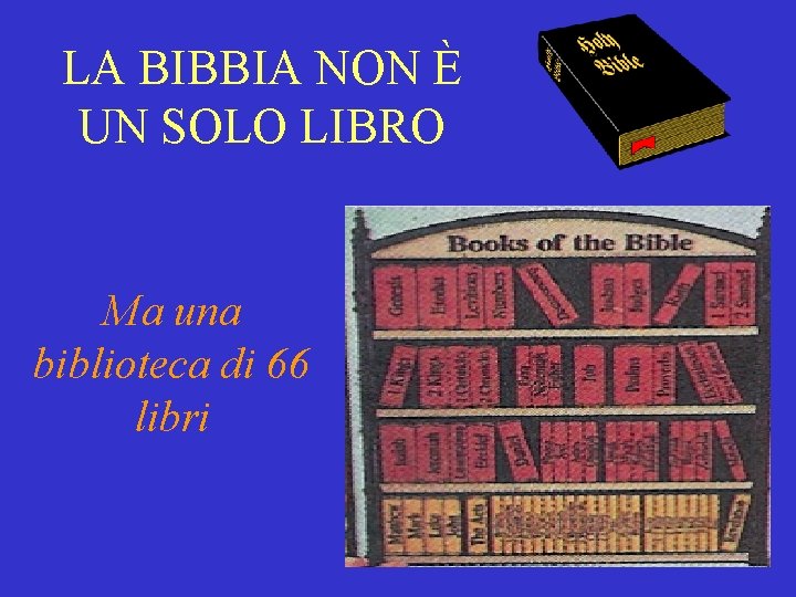 LA BIBBIA NON È UN SOLO LIBRO Ma una biblioteca di 66 libri 