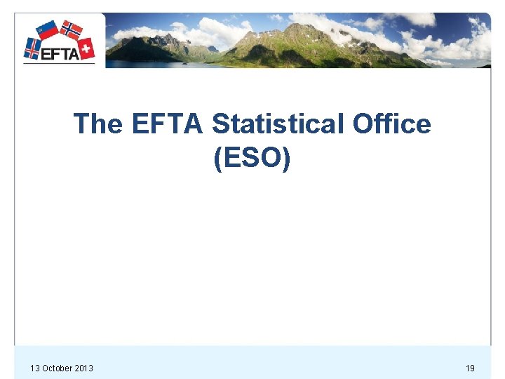 The EFTA Statistical Office (ESO) 13 October 2013 19 