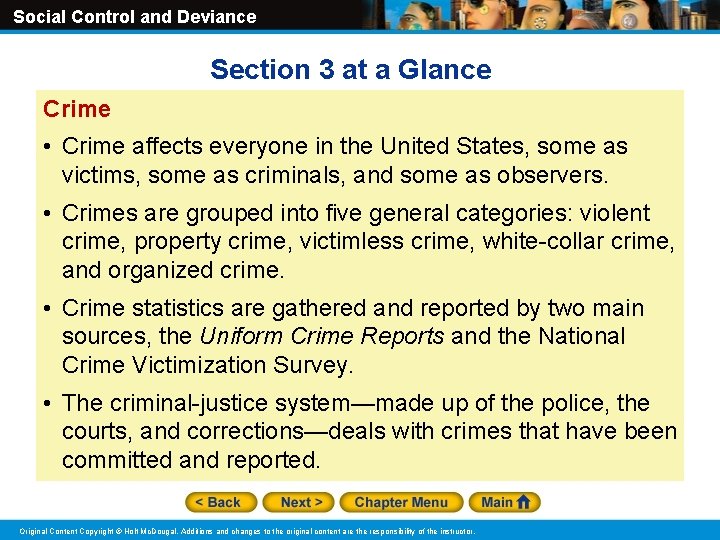 Social Control and Deviance Section 3 at a Glance Crime • Crime affects everyone