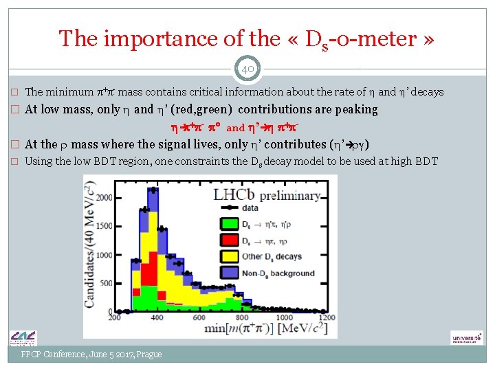 The importance of the « Ds-o-meter » 40 � The minimum p+p- mass contains The importance of the « Ds-o-meter » 40 � The minimum p+p- mass contains