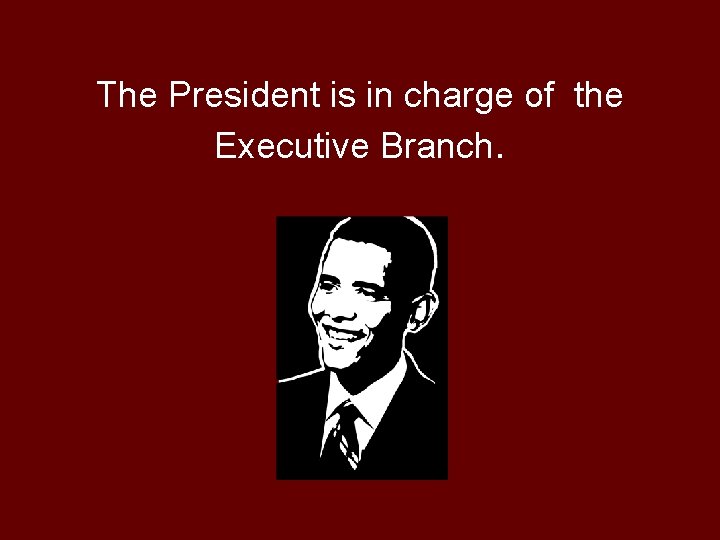 The President is in charge of the Executive Branch. 