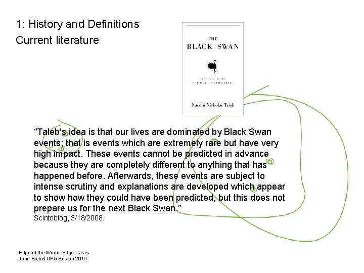 1: History and Definitions Current literature “Taleb's idea is that our lives are dominated