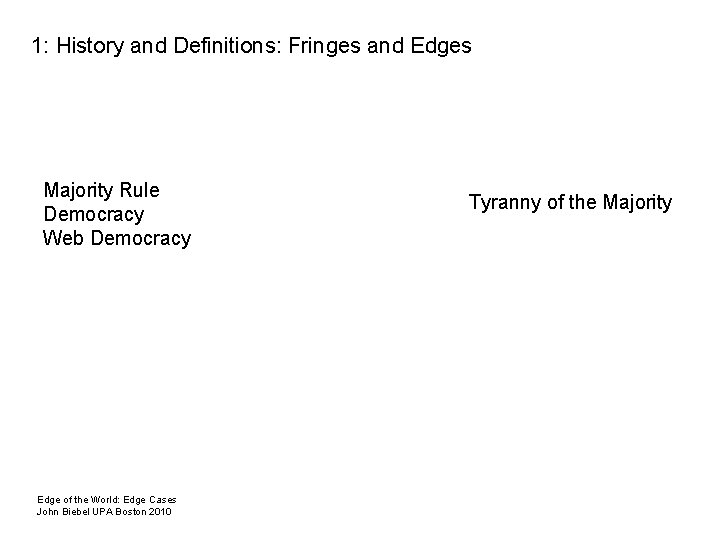 1: History and Definitions: Fringes and Edges 2: Dividing Edges: Special Needs vs. Special