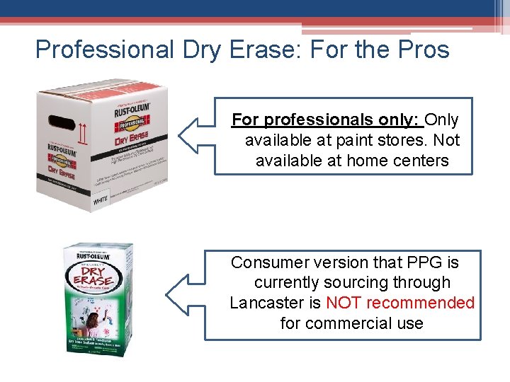 Professional Dry Erase: For the Pros For professionals only: Only available at paint stores.