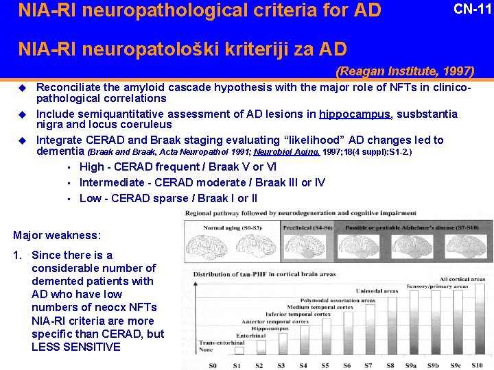 NIA-RI neuropathological criteria for AD CN-11 NIA-RI neuropatološki kriteriji za AD (Reagan Institute, 1997)