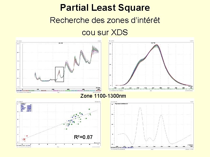 Partial Least Square Recherche des zones d’intérêt cou sur XDS Zone 1100 -1300 nm