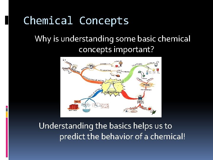 Chemical Concepts Why is understanding some basic chemical concepts important? Understanding the basics helps