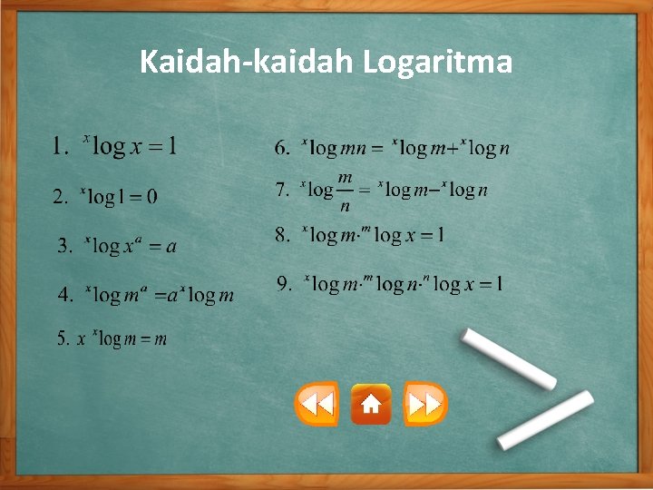 Kaidah-kaidah Logaritma 