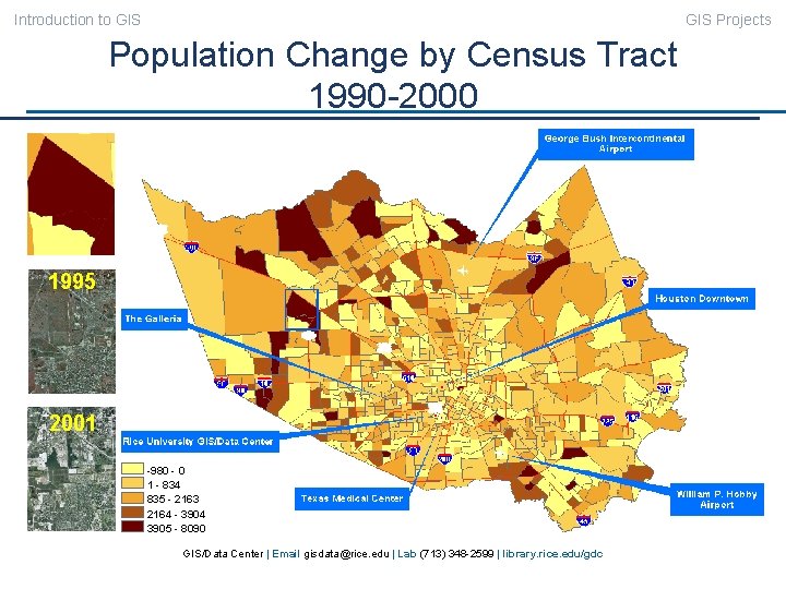 Introduction to GIS Projects Population Change by Census Tract 1990 -2000 1995 2001 -980