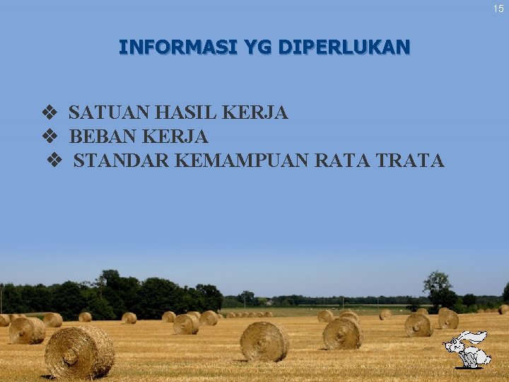15 INFORMASI YG DIPERLUKAN v SATUAN HASIL KERJA v BEBAN KERJA v STANDAR KEMAMPUAN 15 INFORMASI YG DIPERLUKAN v SATUAN HASIL KERJA v BEBAN KERJA v STANDAR KEMAMPUAN