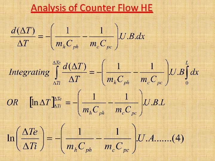 Analysis of Counter Flow HE Analysis of Counter Flow HE