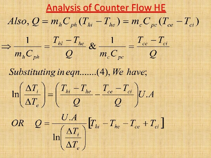 Analysis of Counter Flow HE Analysis of Counter Flow HE