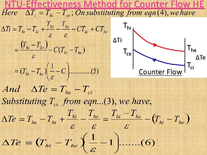 NTU-Effectiveness Method for Counter Flow HE NTU-Effectiveness Method for Counter Flow HE