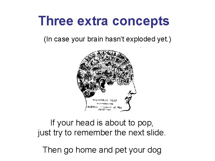 Three extra concepts (In case your brain hasn’t exploded yet. ) If your head Three extra concepts (In case your brain hasn’t exploded yet. ) If your head