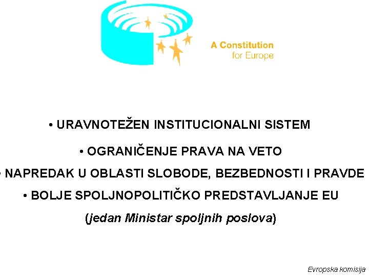  • URAVNOTEŽEN INSTITUCIONALNI SISTEM • OGRANIČENJE PRAVA NA VETO • NAPREDAK U OBLASTI