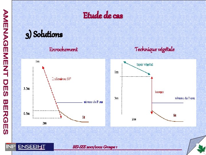 Etude de cas 3) Solutions Enrochement BEI-SEE 2001/2002 Groupe 1 Technique végétale 