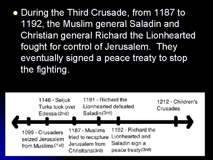 l During the Third Crusade, from 1187 to 1192, the Muslim general Saladin and l During the Third Crusade, from 1187 to 1192, the Muslim general Saladin and
